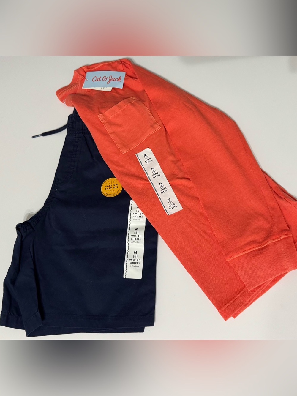 Cat & Jack Navy Shorts and Coral Top Set